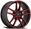 18x8 Konig Myth Gloss Black w/ Red Tinted Clear Coat 5x112 43mm