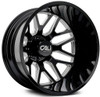 22x8.25 Cali Off-Road Invader Dually Rear 9115D Gloss Black w/ Milled Spokes 8X6.5/165 -232MM 121.3 C.B.