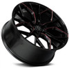 20x9 Marquee M1004 Gloss Black w/ Red Milled  5x4.5/114.3 33mm