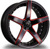 20x9 Marquee M3226 Gloss Black w/ Red Milled 5x120 33mm