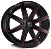 24x10 Marquee M3226B Gloss Black w/ Red Milled 6x5.5/139.7 25mm