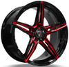 18x9 Marquee M8888 Gloss Black w/ Red Milled 5x120 38mm