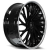 22x9.5 AZAD AZV01 Gloss Black w/ Stainless Steel Chrome Lip 5x115 15mm