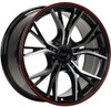 16x7 NS NS1806 Gloss Black Machined w/ Red Stripe 5x100 5x4.5/114.3 35mm