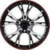 17x7.5 NS NS1806 Gloss Black Machined w/ Red Stripe 5x100 5x4.5/114.3 35mm