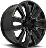 24x10 GM Split 6 Spoke Replica Wheel Gloss Black Machined w/ Dark Clear Satin Black Inserts FR207 6x5.5/139.7 31mm 