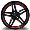 18x8 Marquee M8571 Gloss Black w/ Candy Red Inner 5x120 33mm