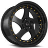 18x8 Vors VR2 Glos Black w/ Gold Rivets 5x4.5/114.3 35mm
