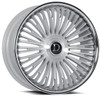 22x9.5 Dolce Luxury Razzo Gloss Silver Brushed w/ Stainless Lip 6x135 6x5.5/139.7 35mm