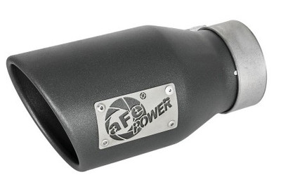 aFe MACH Force-Xp 3in 304 SS Metallic Black Exhaust Tip 3in In x 4-1/2in Out x 9in L Bolt-On Left 49T30452-B091