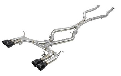 aFe MACH Force-Xp 3.5in. 304 SS C/B Exhaust w/o Muffler 15-18 BMW X5 M V8-4.4L (tt) - Black Tip 49-36342-B