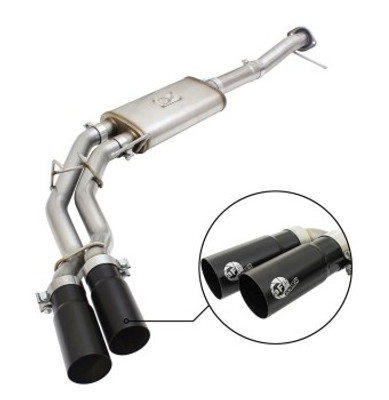 aFe Rebel Exhausts 3in SS Cat-Back 09-14 Ford F-150 4.6/5.0/5.4L w/ Black Tips 49-43080-B