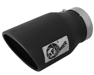 aFe MACHForce XP 5in 304 Stainless Steel Exhaust Tip 5 In x 7 Out x 12L in Bolt On Right - Black 49T50702-B12