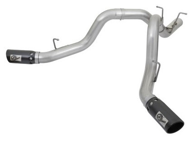 aFe ATLAS 4in DPF-Back Alum Steel Exhaust System w/Dual Exit Black Tip 2017 GM Duramax 6.6L (td) 49-04086-B aFe ATLAS 4in DPF-Back Alum Steel Exhaust System w/Dual Exit Black Tip 2017 GM Duramax 6.6L (td) 49-04086-B