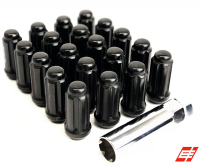 32 Pc Tall Black Spline Lug Nut Kit + Key (for 8 Lug Trucks)