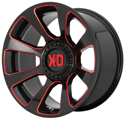 (Clearance - No Returns) 20x10 XD Series XD854 Reactor Gloss Black Milled w/ Red Tint 5x5/127 5x5.5/139.7 -18mm (Clearance - No Returns) 20x10 XD Series XD854 Reactor Gloss Black Milled w/ Red Tint 5x5/127 5x5.5/139.7 -18mm