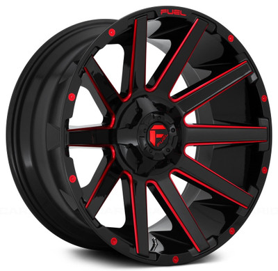 22x10 Fuel Off-Road Contra Gloss Black w/ Candy Red Accents D643 5x4.5/114.3 5x5/127 -18mm 22x10 Fuel Off-Road Contra Gloss Black w/ Candy Red Accents D643 5x4.5/114.3 5x5/127 -18mm