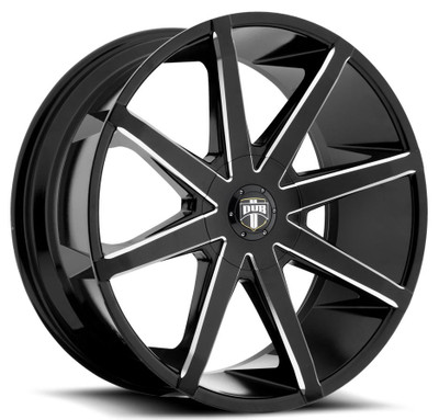 24x9.5 Dub Push Gloss Black/ Milled Accents S109 6x135 6x5.5/139.7 25mm