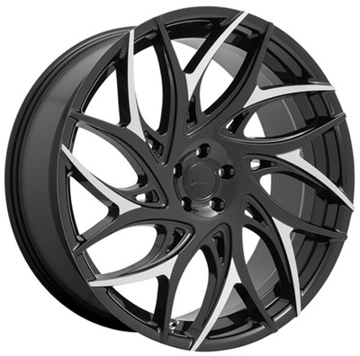 (Clearance - No Returns) 24x10 DUB GOAT Gloss Black w/ Machined Spokes S259 5x115 15mm