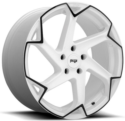 (Clearance - No Returns) 20x10.5 Niche Flash Gloss White w/ Black Trim M257 5x112 40mm-1699674165