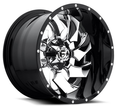 (Clearance - No Returns) 20x9 Fuel Off-Road Cleaver Chrome w/ Gloss Black Lip (Multi Piece) D240 8x6.5/165 20mm (Clearance - No Returns) 20x9 Fuel Off-Road Cleaver Chrome w/ Gloss Black Lip (Multi Piece) D240 8x6.5/165 20mm