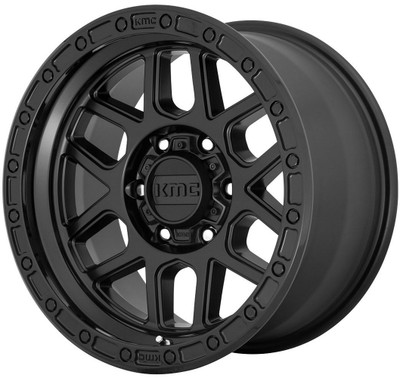 (Clearance - No Returns) 18x9 KMC KM544 Mesa Satin Black w/ Gloss Black Lip 6x120 18mm