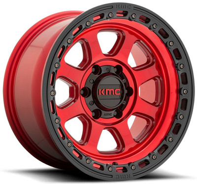 (Clearance - No Returns) 17x9 KMC KM548 Chase Candy Red w/ Black Lip 6x5.5/139.7 0mm (Clearance - No Returns) 17x9 KMC KM548 Chase Candy Red w/ Black Lip 6x5.5/139.7 0mm