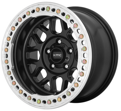 (Clearance - No Returns) 17x8.5 KMC KM235 Grenade Crawl Satin Black w/ Machined Ring (True Beadlock) 6x6.5/165 0mm (Clearance - No Returns) 17x8.5 KMC KM235 Grenade Crawl Satin Black w/ Machined Ring (True Beadlock) 6x6.5/165 0mm