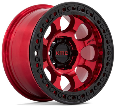 (Clearance - No Returns) 17x8.5 KMC KM237 Riot Beadlock Candy Red w/ Satin Black Ring (True Beadlock) 6x5.5/139.7 0mm