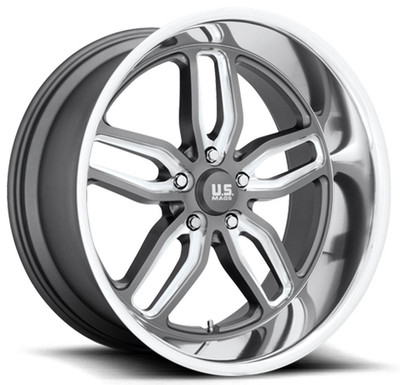 22x8.5 US Mags U129 C-Ten Anthracite Milled w/ Diamond Cut Lip 5x5/127 1mm 22x8.5 US Mags U129 C-Ten Anthracite Milled w/ Diamond Cut Lip 5x5/127 1mm