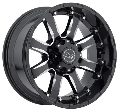(Clearance - No Returns) 17x9 Black Rhino Sierra Gloss Black w/ Milled Spokes 5x5/127 -12mm