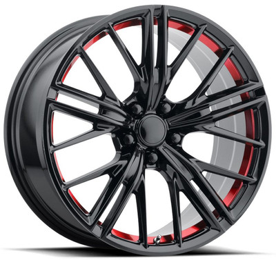 20x11 Performance Replicas PR194 Gloss Black Red Machined 5x120 43mm