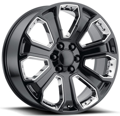 22x9 Performance Replicas PR113 Gloss Black w/ Chrome Accents 6x5.5/139.7 24mm 22x9 Performance Replicas PR113 Gloss Black w/ Chrome Accents 6x5.5/139.7 24mm