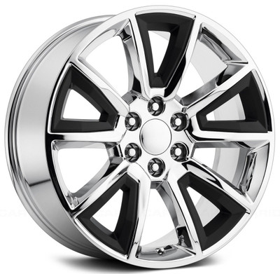 (Clearance - No Returns) 22x9 Performance Replicas PR168 Chrome w/ Matte Black Accents 6x5.5/139.7 24mm (Clearance - No Returns) 22x9 Performance Replicas PR168 Chrome w/ Matte Black Accents 6x5.5/139.7 24mm