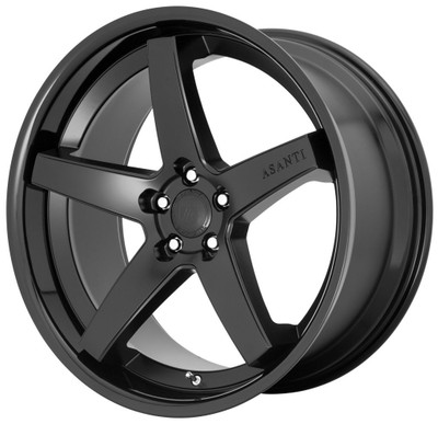 (Clearance - No Returns) 22x10.5 Asanti ABL-31 Satin Black w/ Gloss Black Lip 5x112 35mm