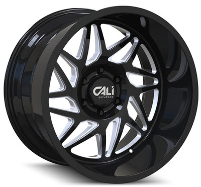 20x10 Cali Off-Road Gemini 9112BM Gloss Black w/ Milled Spokes 8x6.5/165 -25mm