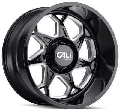 (Clearance - No Returns) 24x12 Cali Off-Road Sevenfold 9111BM Gloss Black w/ Milled Spokes (* May Require Trimming) 6x135 -51mm