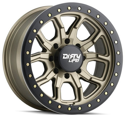 17x9 Dirty Life 9303 DT-1 Satin Gold w/ Simulated Beadlock Black Ring 6x5.5/139.7 -12mm 17x9 Dirty Life 9303 DT-1 Satin Gold w/ Simulated Beadlock Black Ring 6x5.5/139.7 -12mm