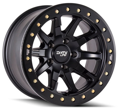 (Clearance - No Returns) 20x9 Dirty Life 9304 DT-2 Matte Black w/ Simulated Beadlock Black Ring 6x135 12mm