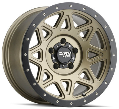 (Clearance - No Returns) 17x9 Dirty Life 9305 Theory Matte Gold w/ Matte Black Lip 6x5.5/139.7 -12mm (Clearance - No Returns) 17x9 Dirty Life 9305 Theory Matte Gold w/ Matte Black Lip 6x5.5/139.7 -12mm