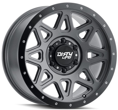 (Clearance - No Returns) 17x9 Dirty Life 9305 Theory Matte Gunmetal w/ Matte Black Lip 5x5/127 -12mm (Clearance - No Returns) 17x9 Dirty Life 9305 Theory Matte Gunmetal w/ Matte Black Lip 5x5/127 -12mm