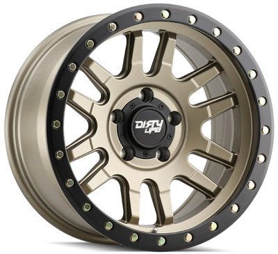 17x9 Dirty Life 9309 Canyon Pro Satin Gold w/ Simulated Beadlock Black Ring 5x5/127 -12mm
