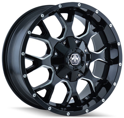 18x9 Mayhem Warrior 8015M Gloss Black w/ Milled Spokes 8x180 18mm 18x9 Mayhem Warrior 8015M Gloss Black w/ Milled Spokes 8x180 18mm