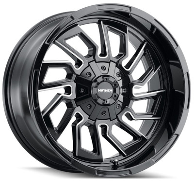 20x10 Mayhem Flywheel 8111BM Gloss Black w/ Milled Spokes 5x5/127 5x5.5/139.7 -19mm