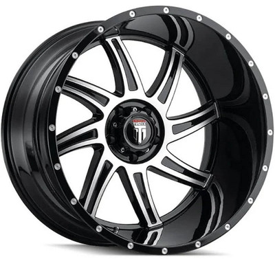 (Clearance - No Returns) 22x12 American Truxx AT162 Vortex Gloss Black Machined (* May Require Trimming) 5x150 -44mm (Clearance - No Returns) 22x12 American Truxx AT162 Vortex Gloss Black Machined (* May Require Trimming) 5x150 -44mm