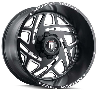 (Clearance - No Returns) 22x12 American Truxx AT1904 Cosmos Matte Black Milled (* May Require Trimming) 8x180 -44mm