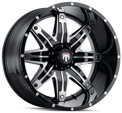 (Clearance - No Returns) 22x12 American Truxx AT185 Lonestar Gloss Black Machined (* May Require Trimming) 5x5/127 -44mm