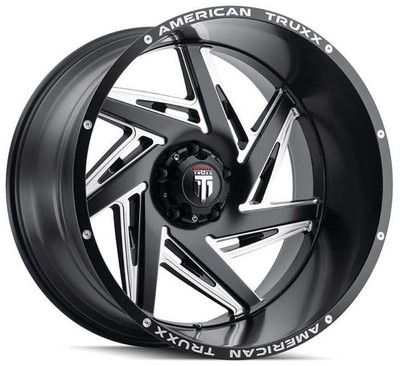 (Clearance - No Returns) 22x12 American Truxx AT1906 Spiral Matte Black Milled (* May Require Trimming) 5x150 -44mm (Clearance - No Returns) 22x12 American Truxx AT1906 Spiral Matte Black Milled (* May Require Trimming) 5x150 -44mm