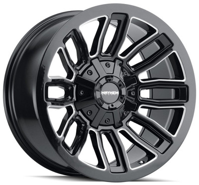 20x9 Mayhem Decoy 8108BM Gloss Black w/ Milled Spokes 8x6.5/165 8x170 0mm 20x9 Mayhem Decoy 8108BM Gloss Black w/ Milled Spokes 8x6.5/165 8x170 0mm