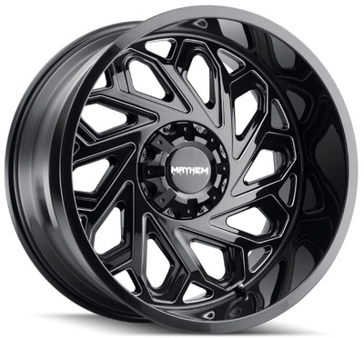 20x12 Mayhem Essex 8112BM Gloss Black w/ Milled Spokes (* May Require Trimming) 8x170 -51mm 20x12 Mayhem Essex 8112BM Gloss Black w/ Milled Spokes (* May Require Trimming) 8x170 -51mm